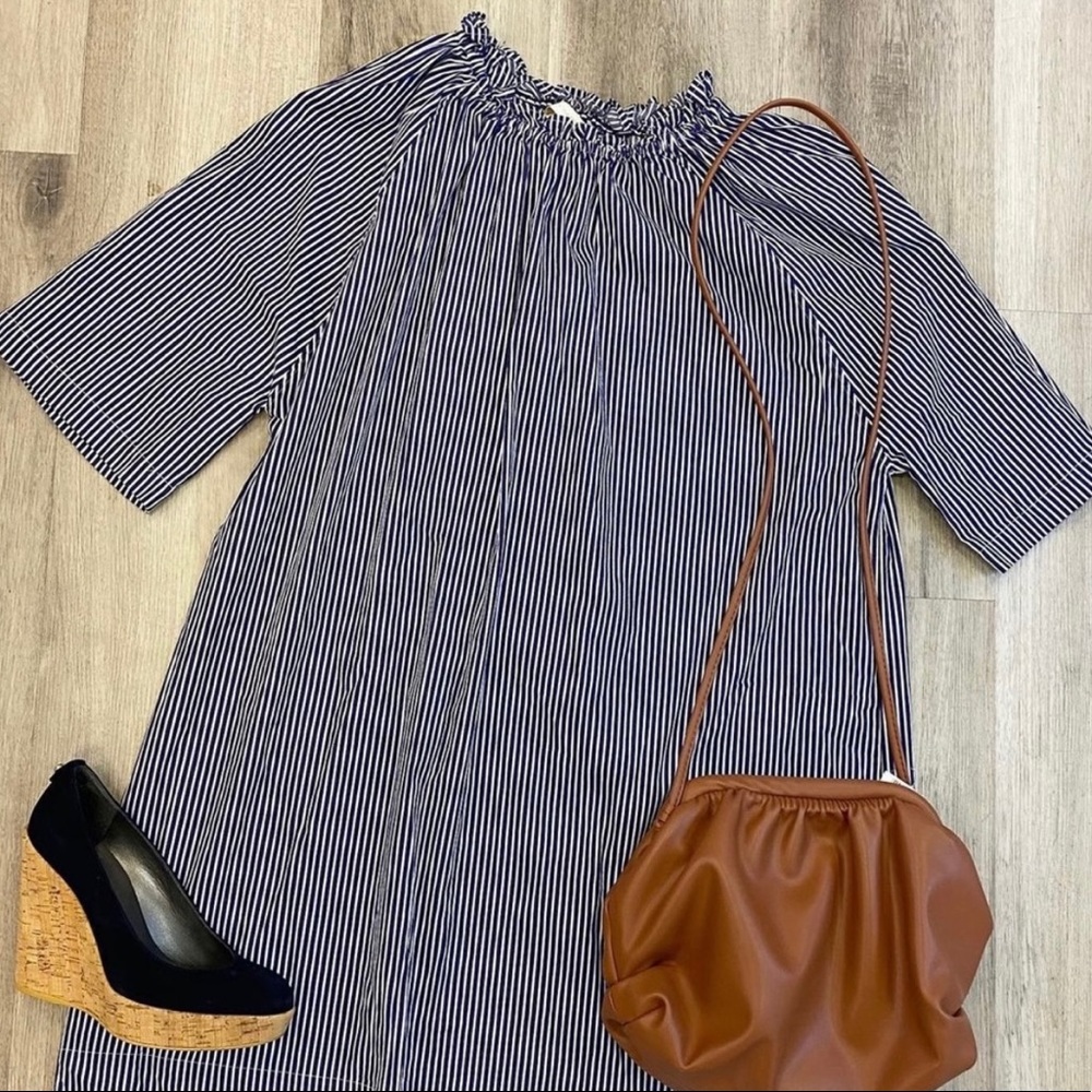 Ann Mashburn Blue Striped Shift Dress Dress